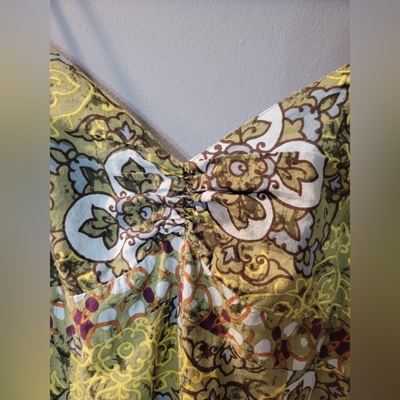 Mlle Gabrielle Bohemian Lightweight Spaghetti Strap Midi Tiered Dress | Size M - Picture 3 of 5